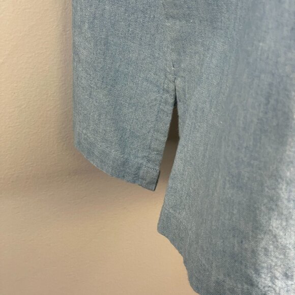 Vintage Floral Chambray Top NWT Womens 14 Button Up Camp Shirt Nature Cottage - Picture 7 of 13